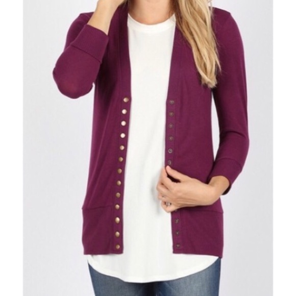 ❗️LAST❗️Must Have Knit Cardigan in Plum - Picture 2 of 2